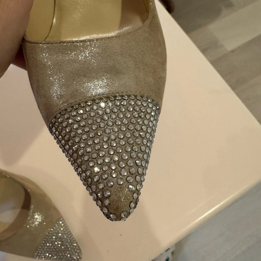 Jimmy Choo gold sparkly heels with toe detail 39 - Picture 9 of 11